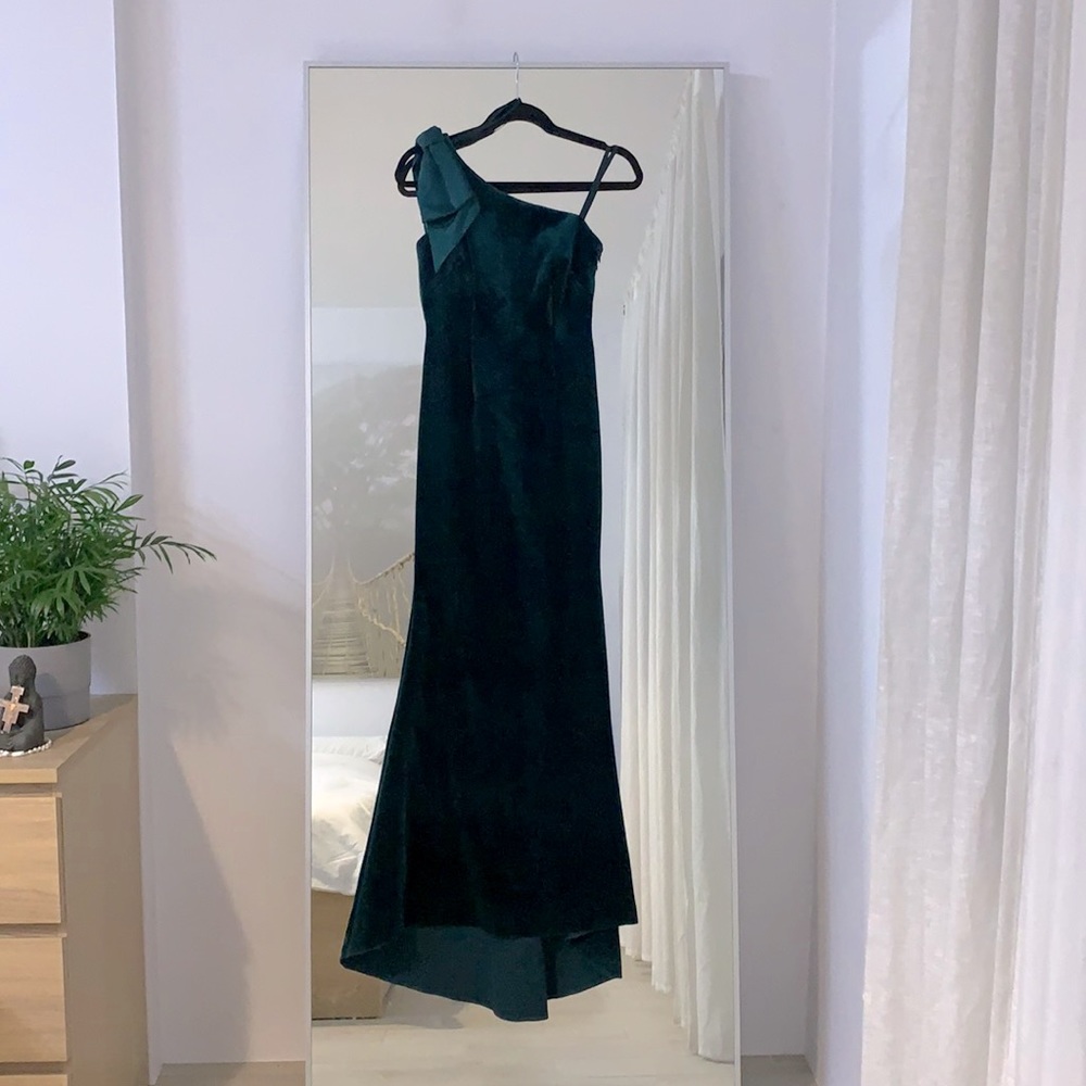 Velvet Velour One Shoulder Formal Dress Gown